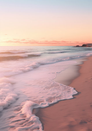 Sunset seascape water sky landscape wave ocean nature sand sea beachの素材