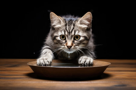 Grey animal cat fluffy bowl cute pet mammal adorable domesticの素材