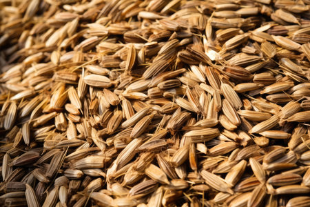 Dry ingredient closeup plant seed grain cumin background food brown textureの素材