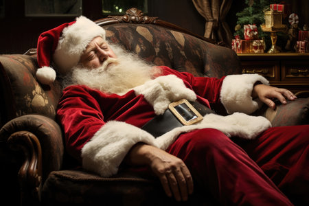 Merry man red traditional winter holiday eve christmas santa claus maleの素材