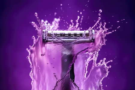 Background white splashing water liquid blue drink wet drop clean sprayの素材