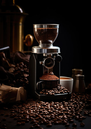 Brown cup breakfast black espresso coffee drink caffeine hot beverageの素材