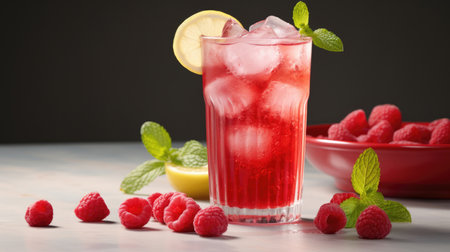 Cold cocktail drink juice ice raspberryの素材