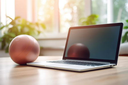 Modern display technology screen notebook laptop work computer business office keyboardの素材