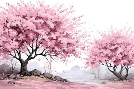 Nature tree cherry sakura garden flowers blossom blooming japanese spring backgroundの素材