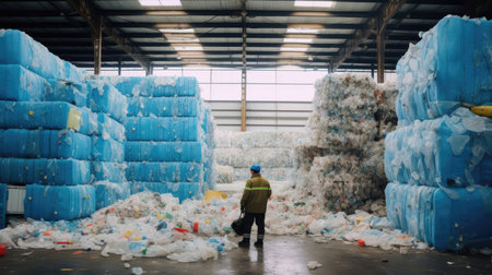 Factory plant heap plastic bottle garbage industrial environment recycle ecology material waste pollutionの素材