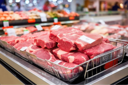 Market red raw food store beef supermarket meat fresh freshness butcher steakの素材