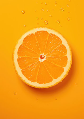 Food yellow background slice cut healthy ripe fresh orange juicy fruit organicの素材