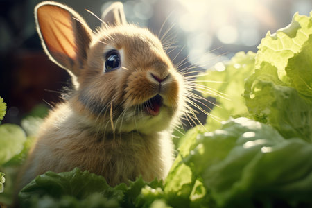 Green nature rabbit cute grass fur hare pet animal bunny mammal easterの素材