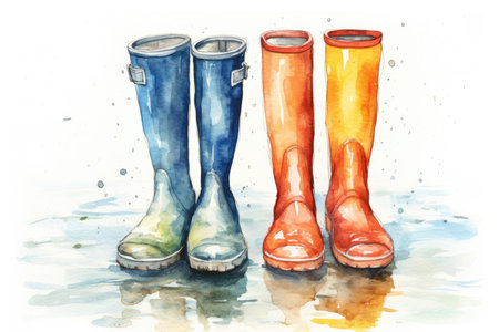 Outdoors rubber background boots nature rain dirty puddle water footwear wetの素材