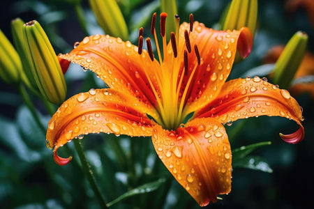 Lily summer floral gardening plant flora flowers blossom blooming nature yellow orange beautyの素材