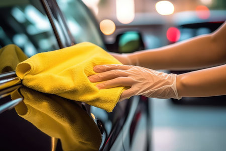 Service wipe cleaning polish hand auto car automobile cleaner vehicleの素材
