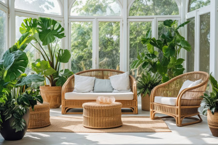 House interior plant wooden design apartment decor furniture chair modern style home roomの素材