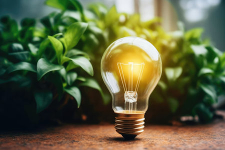 Light lamp idea bulb electricity environment green concept technology power energy creativity innovationの素材