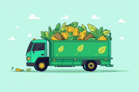 Car design cargo van delivery shipping truck vehicle business transportation service illustration commercialの素材