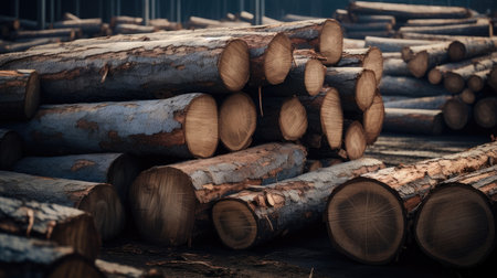 Timber trees wood forest log nature cut stack materials firewood pile industrialの素材