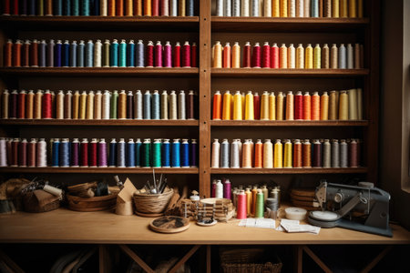 Cotton textile thread fabric background craft colorful spool bobbin design fashion industry sewの素材