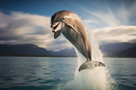 Blue animal dolphin sea waterの素材