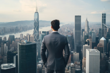 Success adult men business building modern concept standing city male suit person office businessmanの素材