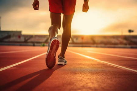 Stadium lifestyle runner sports athletic healthy run fitness exercise trainingの素材