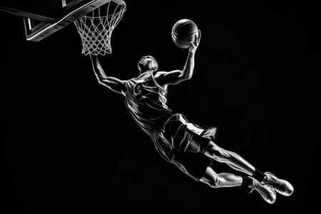 Player jumping sport effort stadium ball action competitive basket activity playing athlete motionの素材