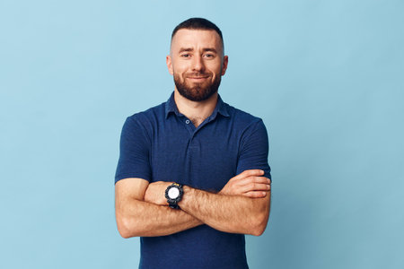 Looking man face adult isolated caucasian confident person background portrait man background young expressionの写真素材