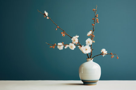 Plant background decor flowers blooming spring white nature vase floral branch blossoming tableの素材