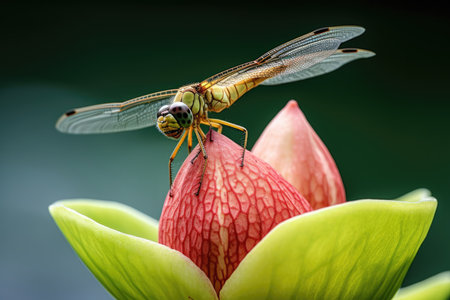 Macro closeup nature wildlife green plant fauna flower dragonfly beauty insect summer animalの素材