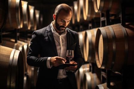 Drink beverage caucasian men male person alcohol taste sommelier wine wineryの素材