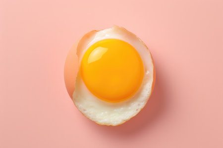 Cook healthy morning yolk background fried yellow breakfast protein food white egg mealの素材