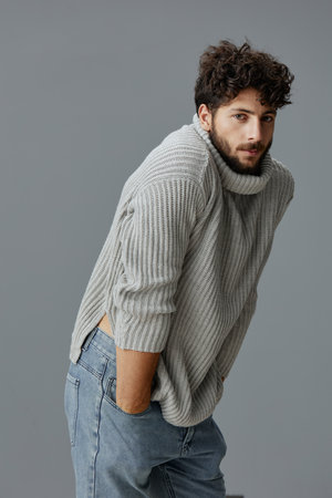 Man white portrait attractive guy model young adult studio person handsome male caucasian fashionableの写真素材