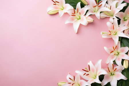 Floral blooming spring top pink nature bouquet holiday background lay blossom flower beauty summerの素材