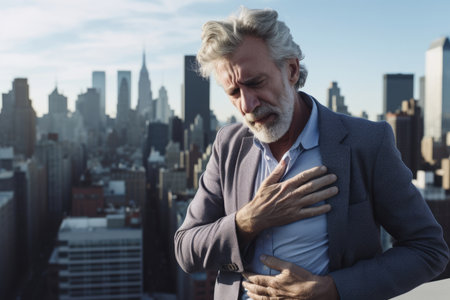 Man person senior sick adult health painful male disease portrait mature elderly old handの素材