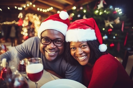 Woman man couple christmas happy people year love celebrating together holiday newの素材