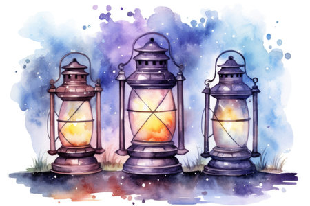 Kerosene background ancient light lamp old night dark vintage retro decorative antique lanternの素材