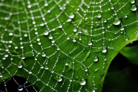 Macro web drop morning spider green nature water wet cobweb dewの素材