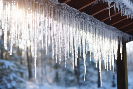Nature icicle ice cold winter water seasonal white snow frost weatherの素材