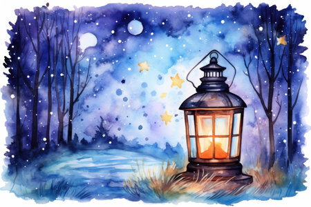 Night snow lamp decorative light seasonal christmas lantern holiday winter decemberの素材