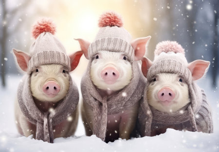 Adorable, Dirty, and Playful: Young Pink Piglet with Cute Snout Enjoying Natures Bounty in a Green Barnyardの素材