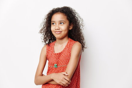 Happy young white portrait standing beauty isolated person girl smile cute girl cheerful children...