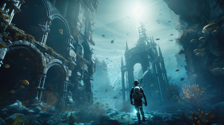 Underwater nature people travel scuba adventure sea blue reef fish water underseaの素材