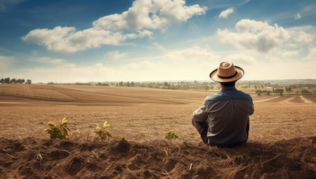 Man field rural farmer person wheat agricultural sky male nature countrysideの素材