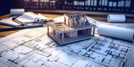 Architectural Blueprint: A Vision of Home Construction and Designの素材