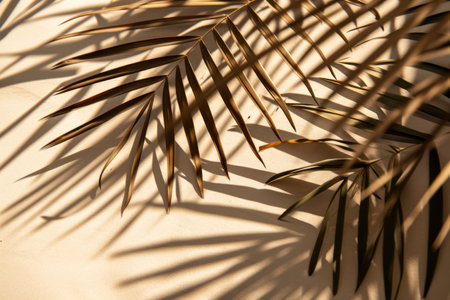 Natures Tropic Breeze: Lush Palm Leaves on Exotic Summer Tree â Abstract Green Botanical Pattern in Sunlit Foliage Gardenの素材