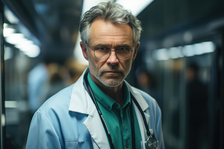 Caucasian looking portrait confident adult person mature professional male face men seniorの素材