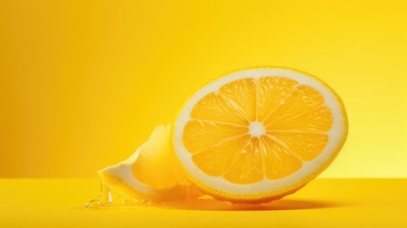 Food ripe yellow juicy slice fruit citrus organic background fresh vitamin healthy lemonの素材