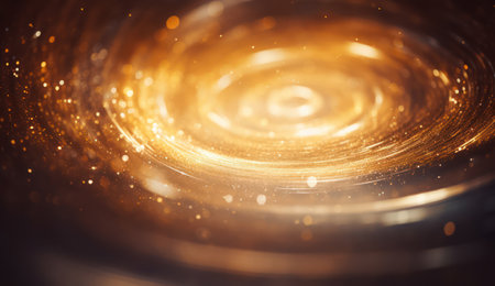 Golden Glow: A Radiant Abstract Light with Energy and Magic in a Circular Vortex of Shiny Spinの素材
