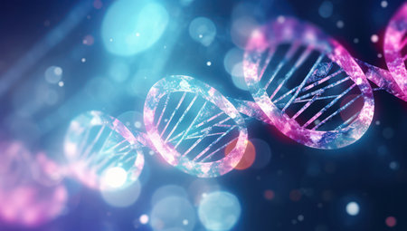Blue Spiral of Life: Abstract Chromosome Structure Illustration in Scientific Biology Researchの素材