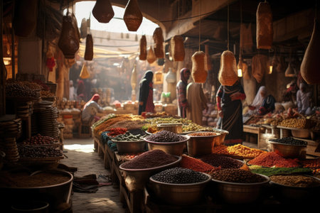 Bazaar shop person city market street food colorful tradition sell saleの素材
