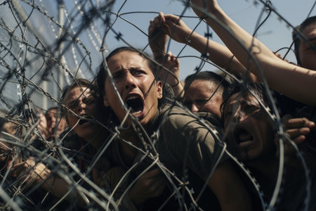 Man activism protest person government crowd rally demonstration against young politicsの素材